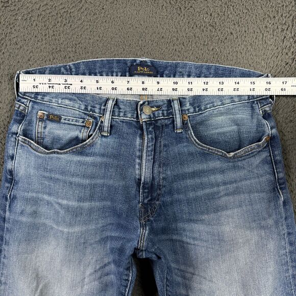 Polo Ralph Lauren Jeans Mens 33x30 Blue Varick Slim Straight Medium Wash Stretch - Picture 12 of 16